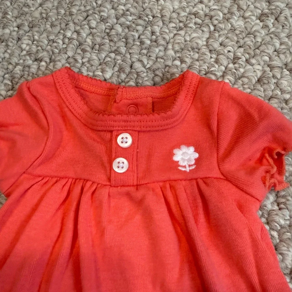 Carters Newborn Baby Girl Flower Bodysuit Dress Short Sleeve Size Newborn